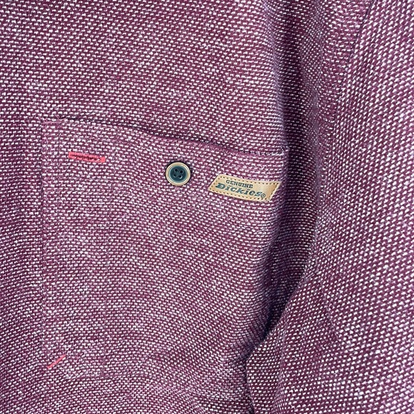 DICKIES heavy weight long sleeve button up shackett burgundy red size 3XL men's - Picture 5 of 6